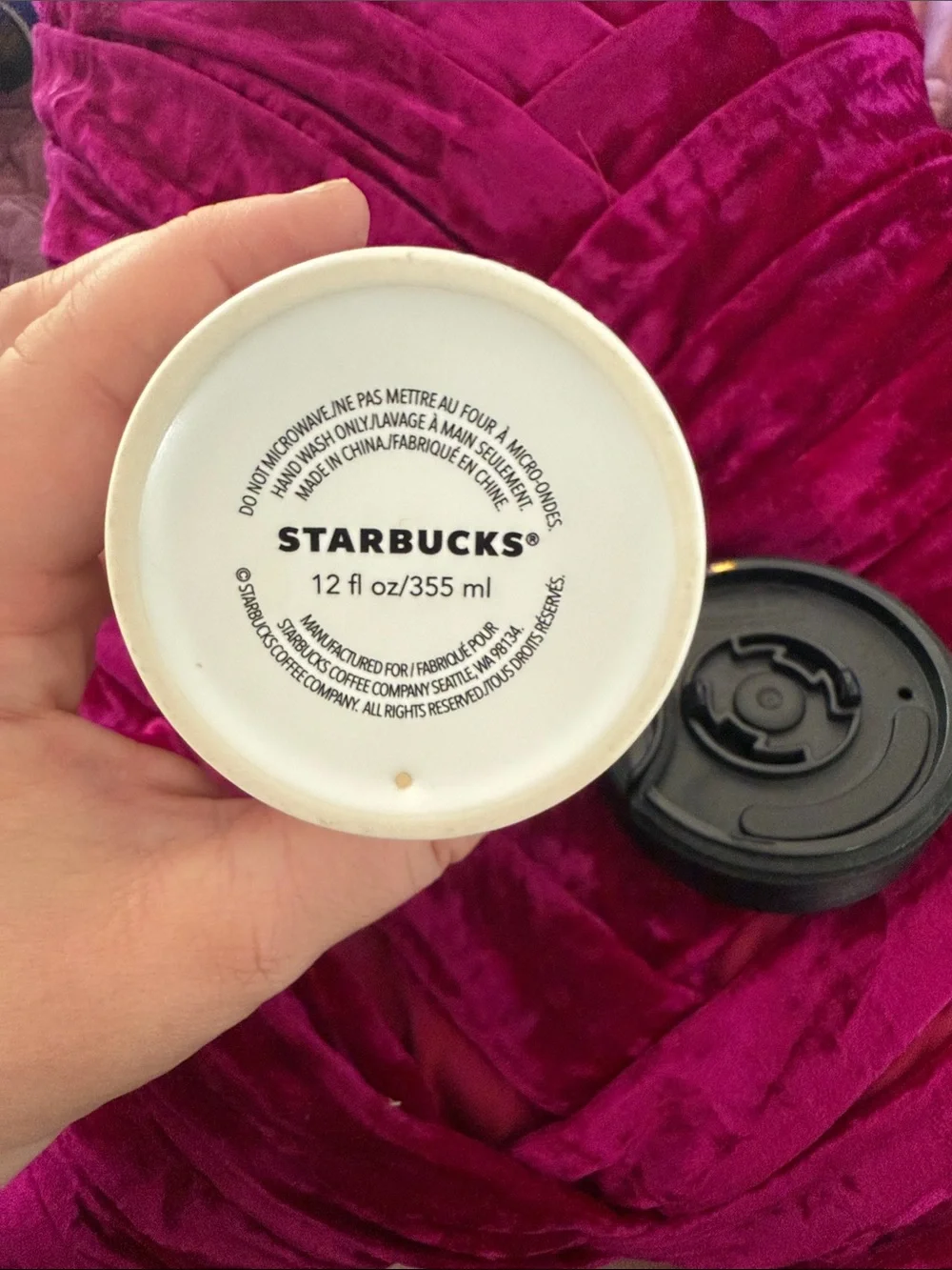 Starbucks Holiday Hand Holding Ceramic Travel Tumbler